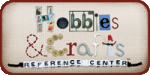 hobbies and craft reference center logo with the letters designed using various craft items